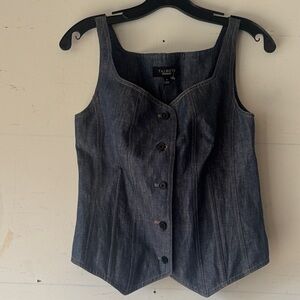 NEW Talbots Structured Corset Vest Denim 100% Linen Sz 4 With Tag